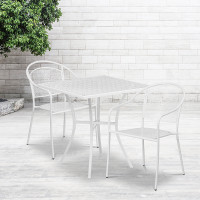 Flash Furniture CO-28SQ-03CHR2-WH-GG 28" Square Table Set with 2 Round Back Chairs in White